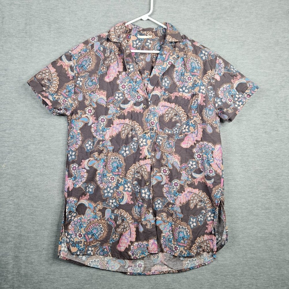 We The Free Size M Poolside Printed Oversized Boyfriend Button Up Shirt
